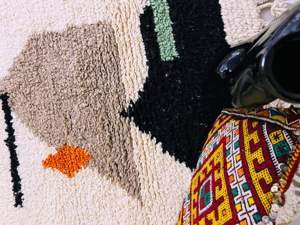 Unique fluffy wool rug 3x3 ft G5756 The Wool Rugs