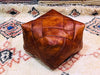 Brown Ottoman pouf, Leather pouf, moroccan pouf