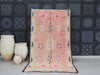 Vintage Moroccan Rug - Handwoven Wool with Pink Stars and Geometric Patterns 5x9 - C48