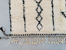 Load image into Gallery viewer, woven handmade rug, custom berber rug, wool checkered rug, soft moroccan rug, berber checkered rug, wedding gift, rugs for gift, knotted wool rug, beni ourain rug 5x8, berber handwoven, abstract rug, moroccan cream rug, made to order rug