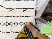 Load image into Gallery viewer, woven handmade rug, custom berber rug, wool checkered rug, soft moroccan rug, berber checkered rug, wedding gift, rugs for gift, knotted wool rug, beni ourain rug 5x8, berber handwoven, abstract rug, moroccan cream rug, made to order rug