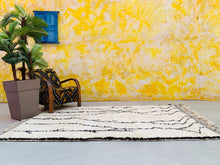 Load image into Gallery viewer, woven handmade rug, custom berber rug, wool checkered rug, soft moroccan rug, berber checkered rug, wedding gift, rugs for gift, knotted wool rug, beni ourain rug 5x8, berber handwoven, abstract rug, moroccan cream rug, made to order rug