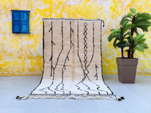 Load image into Gallery viewer, woven handmade rug, custom berber rug, wool checkered rug, soft moroccan rug, berber checkered rug, wedding gift, rugs for gift, knotted wool rug, beni ourain rug 5x8, berber handwoven, abstract rug, moroccan cream rug, made to order rug