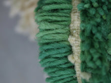 Load image into Gallery viewer, Artisanal Moroccan rug for boho interiors with earthy green tones and symbols


