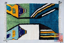 Load image into Gallery viewer, Contemporary rug, Custom rug, handmade berber rug, Blue area rug, moroccan berber rug, Custom rug, beni ourain, Moroccan blue rug, Moroccan rug, Wool rug, Custom size rug, Moroccan rug 8x10, Moroccan rug