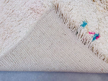Load image into Gallery viewer, wool moroccan rug, ivory rug, morocco white rug, tufted rug, beniourain, moroccan shag rug, large floor carpet, antique azilal rug, hand woven rug, unique home decor, boho rugs, striped berber rug, off white rug