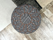 Load image into Gallery viewer, ottoman pouf, boho coffee table, round ottoman, pouf for living room, footstool cover, floor pillow, moroccan wool pouf, leather chair,  round footstool, handwoven wool pouf, berber ottoman, handcrafted gifts
