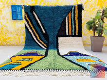 Load image into Gallery viewer, Contemporary rug, Custom rug, handmade berber rug, Blue area rug, moroccan berber rug, Custom rug, beni ourain, Moroccan blue rug, Moroccan rug, Wool rug, Custom size rug, Moroccan rug 8x10, Moroccan rug
