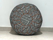 Load image into Gallery viewer, ottoman pouf, boho coffee table, round ottoman, pouf for living room, footstool cover, floor pillow, moroccan wool pouf, leather chair,  round footstool, handwoven wool pouf, berber ottoman, handcrafted gifts
