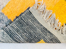Load image into Gallery viewer, Black rug morocco, handmade rug wool, wool area rug, tufted rug, rug living room 5x8, sheep wool rug, berber rug blue, scandinavian decor, Black wool rug, Boujaad rug, boujaad rug, handwoven carpet, moroccan rug 5x8
