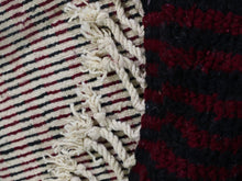Load image into Gallery viewer, Red and black stripe wool carpet handmade in Morocco


