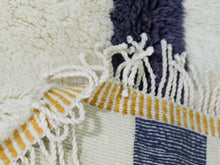 Load image into Gallery viewer, Ivory wool rug with bright checkered accents


