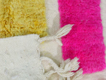 Load image into Gallery viewer, Abstract wool rug with pink, turquoise, mustard, and red accents

