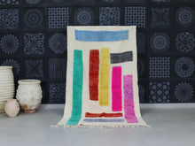 Load image into Gallery viewer, Colorful handmade Moroccan rug with bold vertical stripes

