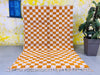 Orange Checkered Moroccan Rugs 6x9 - Handmade Beni Ourain Style, Area Rug 6x9, berber rug, Authentic beni ouarain Rug