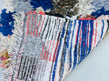 Load image into Gallery viewer, Patchwork design Boucherouite rug with bright hues
