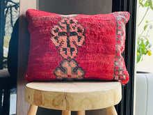 Load image into Gallery viewer, Red Moroccan Wool Pillow - PI109
