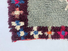 Load image into Gallery viewer, Artisan Moroccan carpet with intricate diamond patterns.
