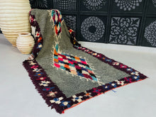 Load image into Gallery viewer, Vibrant Moroccan rug with multicolored diamond patterns.
