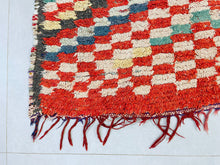 Load image into Gallery viewer, Moroccan checkerboard wool rug styled as an entryway piece.
