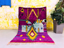 Load image into Gallery viewer, Artistic Wool Rug 4x6 FT , vintage moroccan rug - G5701
