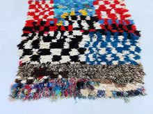 Load image into Gallery viewer, Unique handcrafted rug with bold patchwork patterns.
