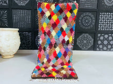 Load image into Gallery viewer, Handmade Moroccan Berber rug with a colorful diamond pattern, perfect for boho decor.

