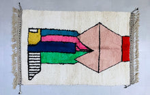 Load image into Gallery viewer, Moroccan Rug, Handmade Wool, Rug, Bohemian, Boho Rug, Moroccan Boujad, Moroccan, Antique Rug, Custom Rug, Free Shipping, Black Friday, Checkered Rug, berber rug
