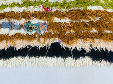 Load image into Gallery viewer, Moroccan Boucherouite rug with multicolor striped design

