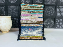 Load image into Gallery viewer, Handwoven Moroccan Boucherouite rug with layered stripes

