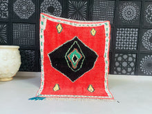 Load image into Gallery viewer, Handmade Moroccan Boucherouite rug with striking geometric patterns

