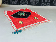 Load image into Gallery viewer, Red and black Berber carpet with traditional Moroccan design

