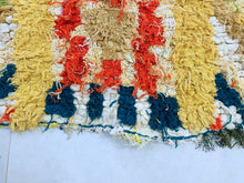 Load image into Gallery viewer, Upcycled textile Moroccan rug with playful textures.
