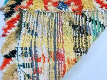 Load image into Gallery viewer, Traditional Berber runner rug with artistic patterns.
