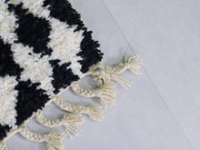 Load image into Gallery viewer, Black and White Moroccan Runner Rug 3x8 - B11, Rugs, The Wool Rugs, The Wool Rugs, 