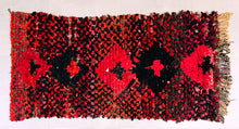 Load image into Gallery viewer, Red and Black Moroccan Boucherouite rug 3x7 ft - G5922
