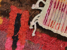 Load image into Gallery viewer, Handwoven vintage Berber wool rug with bold geometric designs.
