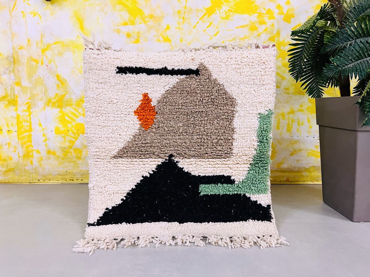 Unique fluffy wool rug 3x3 ft G5756 The Wool Rugs