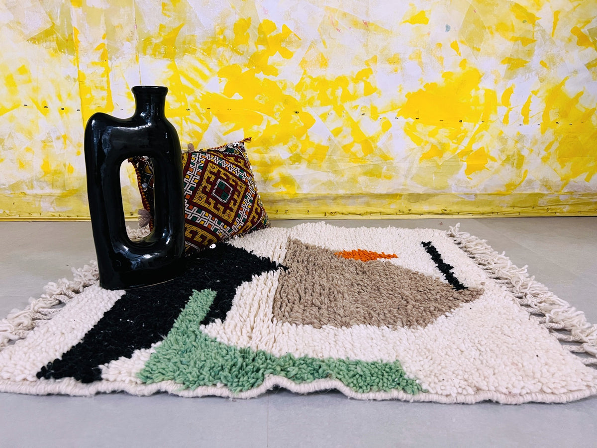 Unique fluffy wool rug 3x3 ft G5756 The Wool Rugs