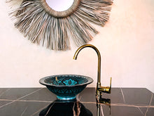 Load image into Gallery viewer, Ceramic Unique W&amp;B Wash Basin, Bathroom Vessel Sink Above Countertop Basin, Bowl Sink Lavatory, Bathroom Remodeling Vanity Glossy Wash Stand
