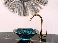 Load image into Gallery viewer, Ceramic Unique W&amp;B Wash Basin, Bathroom Vessel Sink Above Countertop Basin, Bowl Sink Lavatory, Bathroom Remodeling Vanity Glossy Wash Stand
