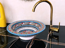 Load image into Gallery viewer, Bathroom vessel sink handcrafted ceramic washbasin, Ceramic sink for bathroom hand painted , bathroom vanities sink decor
