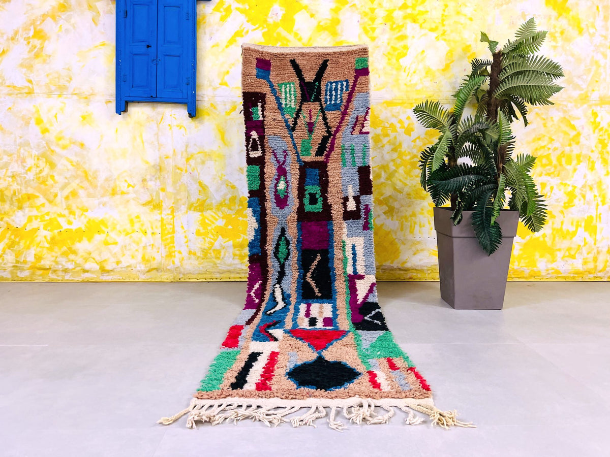 Colorful Moroccan Berber Runner Rug 2x9 ft- G5437 – The Wool Rugs
