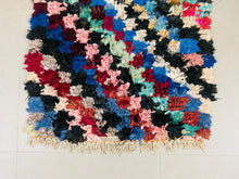 Load image into Gallery viewer, Handwoven Artisanal Moroccan Boucheroutie rug 3x8 ft - N7075, Boucherouite Rugs, The Wool Rugs, The Wool Rugs, 

