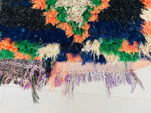Load image into Gallery viewer, Moroccan Rug, Old Moroccan Rug, Boucherouite Rug, Vintage Rug, Colorful Rug, Wool Berber rug, Small Rug, Flat Weave, Geometric rug, Unique Carpet, Area rug, Soft Wool rug, Authentic rug
