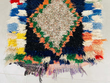 Load image into Gallery viewer, Moroccan Rug, Old Moroccan Rug, Boucherouite Rug, Vintage Rug, Colorful Rug, Wool Berber rug, Small Rug, Flat Weave, Geometric rug, Unique Carpet, Area rug, Soft Wool rug, Authentic rug

