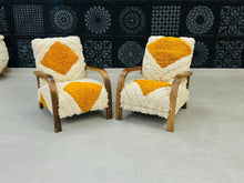 Load image into Gallery viewer, 2 set of Moroccan Wool Lounge Chair with Walnut Frame
