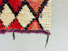 Load image into Gallery viewer, Boucherouite Rug,  vintage rug,  Berber Rug Vintage,  Morocco Rug,  Berber area rug,  Abstract rug,  Boho rug,  Unique rug,  Moroccan Rugs,  Antique rug,  Handmade rug,  runner rug, Authentic rug
