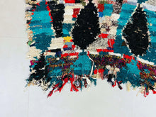 Load image into Gallery viewer, Boucherouite Moroccan Rug, Handwoven Boucherouite Rug, Colorful Moroccan Rug, Eco-friendly Moroccan Rug, Bohemian Moroccan Rug, Moroccan Rag Rug, Unique Moroccan Rug, Vibrant Moroccan Decor, Moroccan Artisan Rug, Moroccan Recycled Material Rug, Sustainable Home Decor Rug, Moroccan Floor Art Rug
