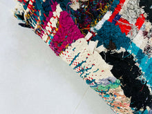 Load image into Gallery viewer, Boucherouite Moroccan Rug, Handwoven Boucherouite Rug, Colorful Moroccan Rug, Eco-friendly Moroccan Rug, Bohemian Moroccan Rug, Moroccan Rag Rug, Unique Moroccan Rug, Vibrant Moroccan Decor, Moroccan Artisan Rug, Moroccan Recycled Material Rug, Sustainable Home Decor Rug, Moroccan Floor Art Rug
